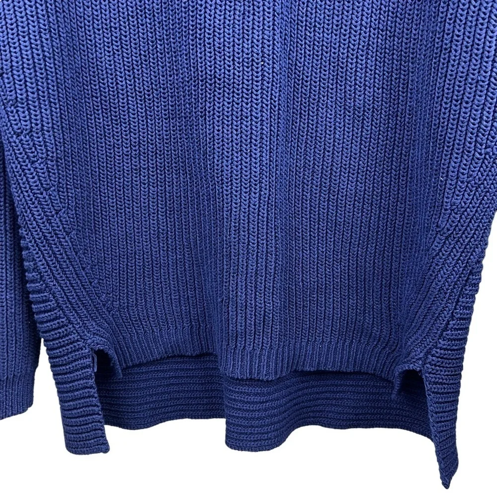 Y2K RUFF HEWN Chunky Ribbed Oversized Blue Sweater Size XL 1X V-Neck Pullover